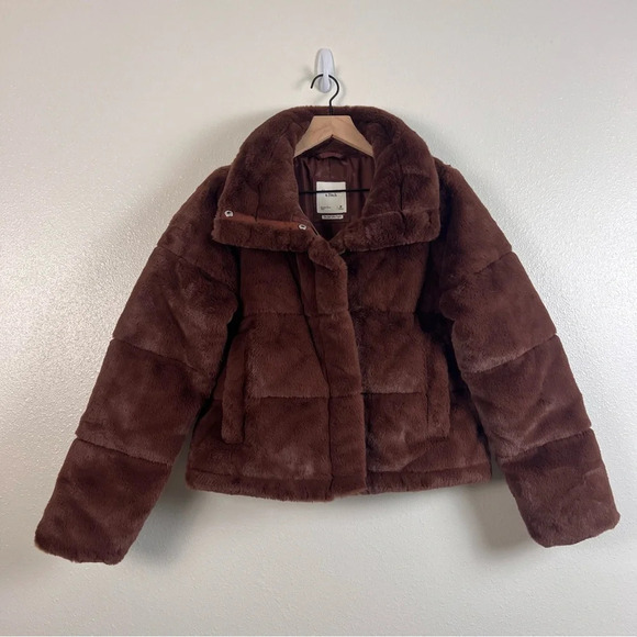 Abercrombie & Fitch Brown Faux Fur Mini Puffer - Picture 8 of 11